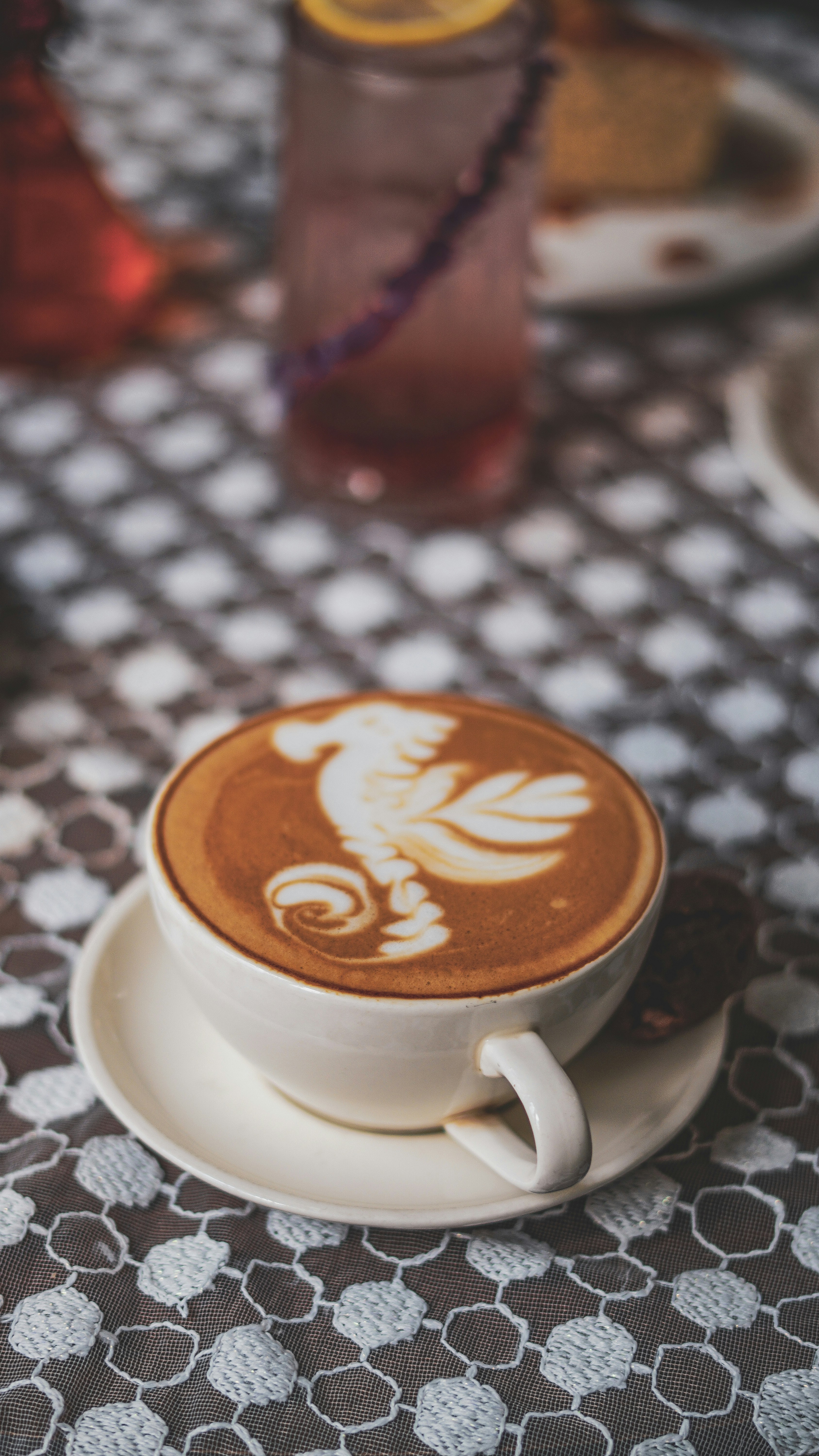 Specialty coffee latte with latte art