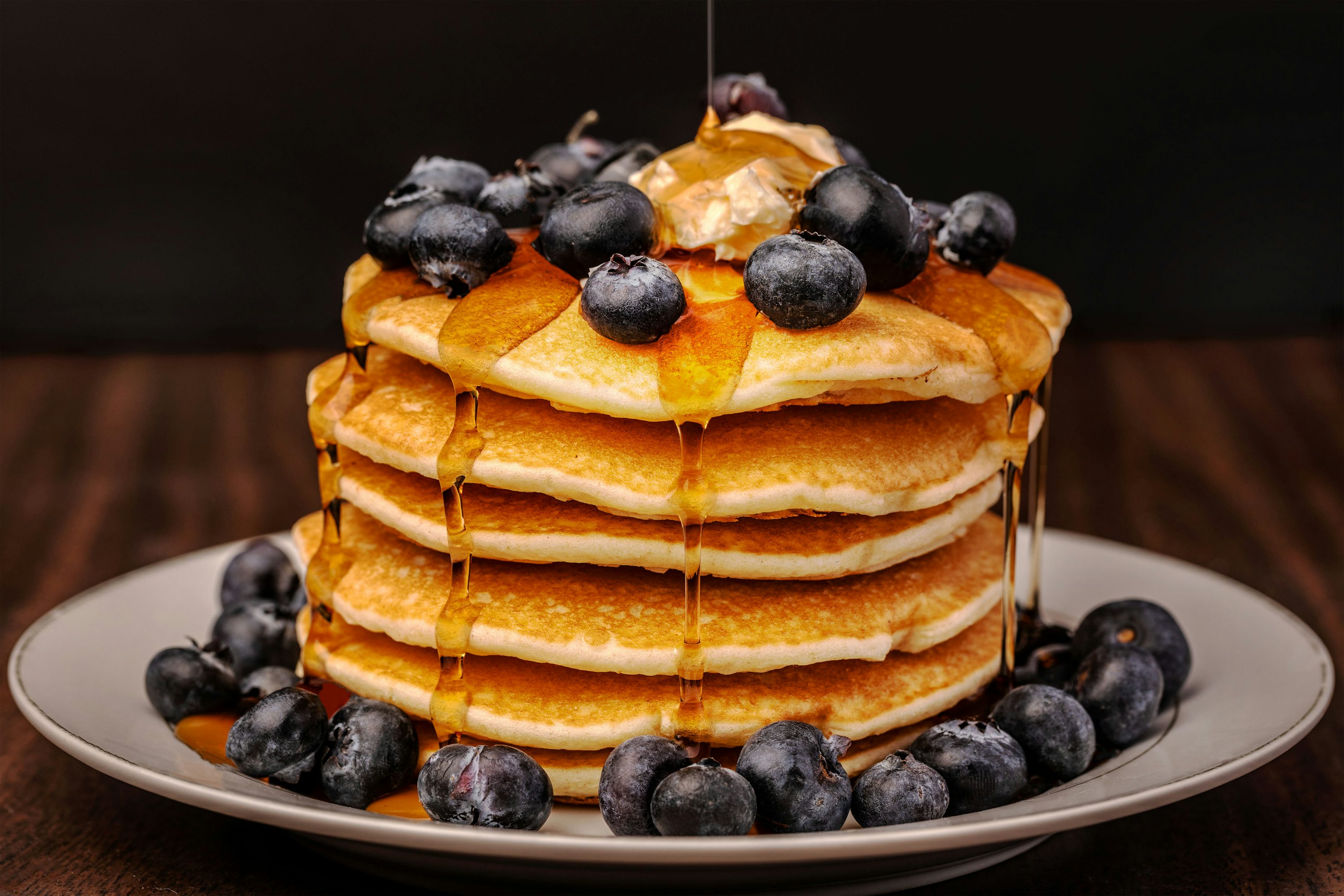 Stack of pancakes with berries